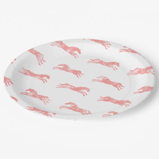 Girly Pink Classic Pferde Pappteller (Schrägansicht)