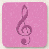 Girly Pink Clef und Musical Notes Getränkeuntersetzer (Vorderseite)