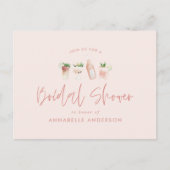 Girly Pink Cocktail stilvolles modernes Brautparty Einladungspostkarte (Vorderseite)