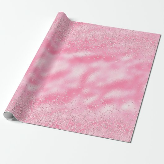 Girly Pink Confetti Diamond Sparkle Geschenkpapier (Ungerollt)