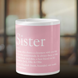 Girly Pink Cool Fun Beste je Schwester Definition Jumbo-Tasse