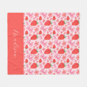 Girly Pink Coquette Bow Strawberry Individuelle Na Fleecedecke (Vorderseite (Horizontal))