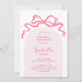 Girly Pink Coquette Ribbon Bow Arch Brautparty Einladung (Vorderseite)