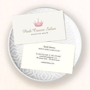 Girly Pink Crown Logo, Makeup Artist Beauty Salon Visitenkarte