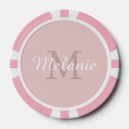 Girly Pink Custom Monogram Name and Initial Pokerchips