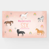 Girly Pink Cute Horse Unicorn Birthday Sign Banner (Horizontal)
