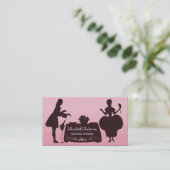 Girly Pink Damask Catering Veranstaltungen Visitenkarte (Stehend Vorderseite)