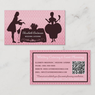 Girly Pink Damask Catering Veranstaltungen Visitenkarte