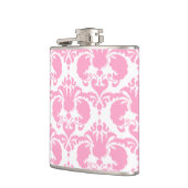 Girly Pink Damask Flachmann (Links)