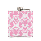 Girly Pink Damask Flachmann (Rückseite)
