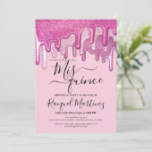 Girly Pink Dick Glitzer Tropfens Foto Mis Quince Einladung (Stehend Vorderseite)