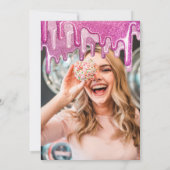 Girly Pink Dick Glitzer Tropfens Foto Mis Quince Einladung (Rückseite)