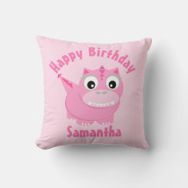 Girly Pink Dinosaurier Cartoon Kinder Name Geburts Kissen