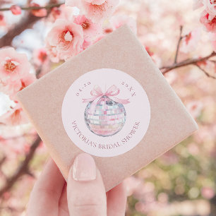 Girly Pink Disco Ball Elegantes Brautparty Runder Aufkleber