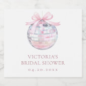 Girly Pink Disco Ball Elegantes Brautparty Schaumweinetikett (Einzelnes Label)