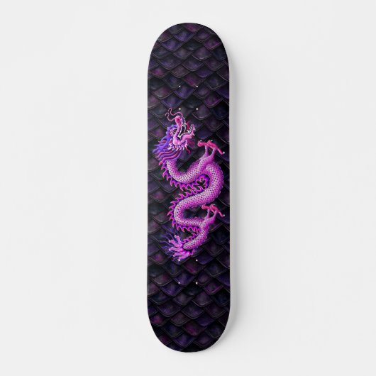 Girly Pink Dragon auf Drachenskala Skateboard (Vorne)