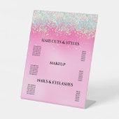 Girly Pink Dripping Glitzer Price Pedestal Sign Sockelschild (Vorderseite)