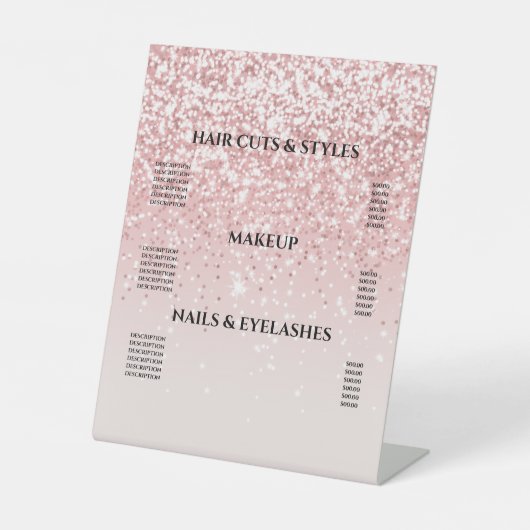 Girly Pink Dripping Glitzer Price Pedestal Sign Sockelschild (Vorderseite)