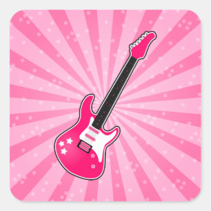 Girly Pink Electric Guitar Quadratischer Aufkleber