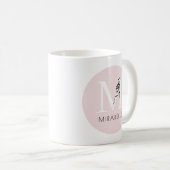 Girly Pink Elegant Black Bow Initial Niedlich Mono Kaffeetasse (VorderseiteRechts)