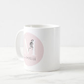 Girly Pink Elegant Black Bow Initial Niedlich Mono Kaffeetasse (Vorderseite Links)