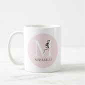 Girly Pink Elegant Black Bow Initial Niedlich Mono Kaffeetasse (Links)