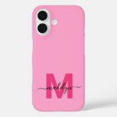 Girly Pink Elegant Minimal Name Monogram Case-Mate iPhone Hülle (Rückseite)