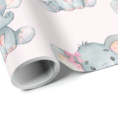 Girly Pink Elephant Baby Girl Dusche 1. Geburtstag Geschenkpapier (Rolleneckpunkt)