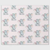 Girly Pink Elephant Baby Girl Dusche 1. Geburtstag Geschenkpapier (Flach)