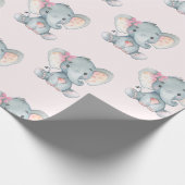 Girly Pink Elephant Baby Girl Dusche 1. Geburtstag Geschenkpapier (Ecke)