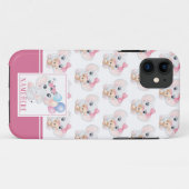 Girly Pink Elephant mit Bow und Balloon Muster Case-Mate iPhone Hülle (Rückseite (Horizontal))