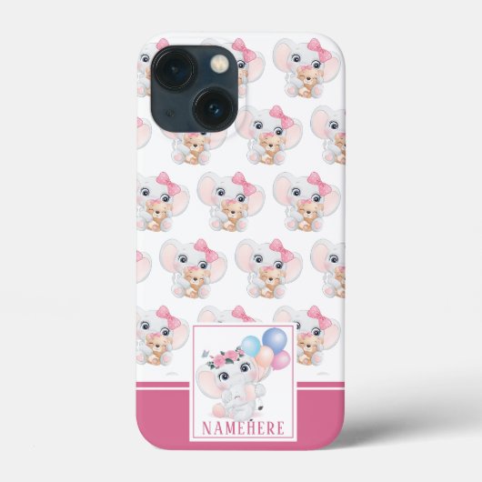 Girly Pink Elephant mit Bow und Balloon Muster Case-Mate iPhone Hülle (Rückseite)
