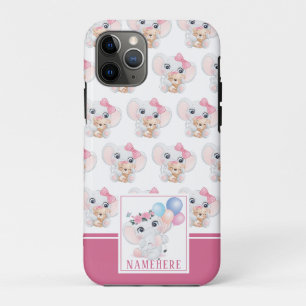 Girly Pink Elephant mit Bow und Balloon Muster Case-Mate iPhone Hülle