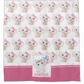 Girly Pink Elephant mit Bow und Balloon Muster Duschvorhang (Vorderseite)
