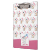 Girly Pink Elephant mit Bow und Balloon Muster Klemmbrett (Links)