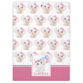 Girly Pink Elephant mit Bow und Balloon Muster Klemmbrett (Rückseite)