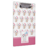 Girly Pink Elephant mit Bow und Balloon Muster Klemmbrett (Rechts)