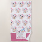Girly Pink Elephant mit Bow und Balloon Muster Strandtuch (Vorderseite)