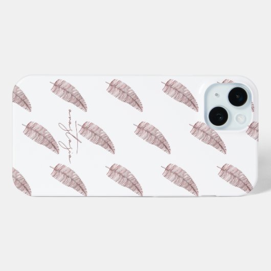 Girly Pink Feathers Pattern Case-Mate iPhone Hülle (Rückseite (Horizontal))