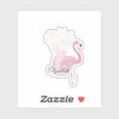 Girly Pink Flamingo, Ananas - Personalisiert Aufkleber (Blatt)