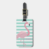 Girly Pink Flamingo auf Minze, weiße Streifen Gepäckanhänger (Vorderseite vertikal)