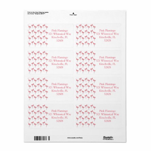 Girly Pink Flamingo Pattern Custom Label (Vorne)