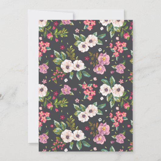 Girly Pink Floral Baby Shower Einladungen (Rückseite)