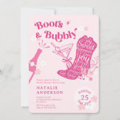 Girly Pink Floral Boots & Bubbly Brautparty Einladung (Vorderseite)