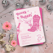 Girly Pink Floral Boots & Bubbly Brautparty Einladung