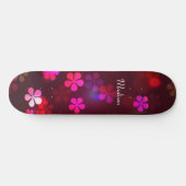 Girly Pink Floral Custom Personalized Name Skateboard (Horizontal)