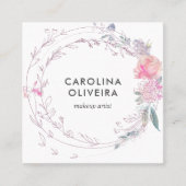 Girly Pink Floral Elegant Quadratische Visitenkarte (Vorderseite)