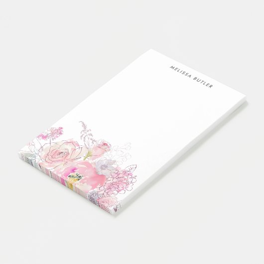 Girly Pink Floral Post-it Klebezettel (angewinkelt)