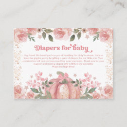Girly Pink Floral Pumpkin Diapers für Babydusche Begleitkarte