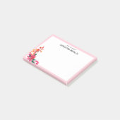 Girly Pink Floral | vom Schreibtisch Post-it Klebezettel (angewinkelt)